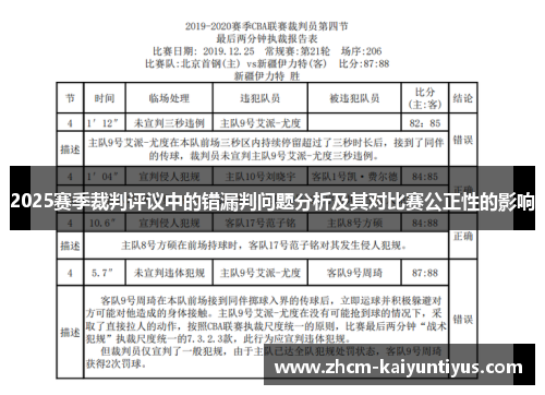 2025赛季裁判评议中的错漏判问题分析及其对比赛公正性的影响